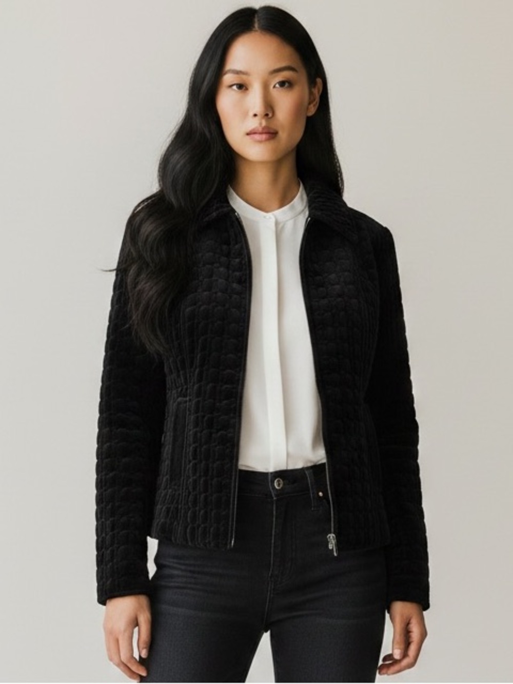 Kenneth Cole Quilted Black Jacket